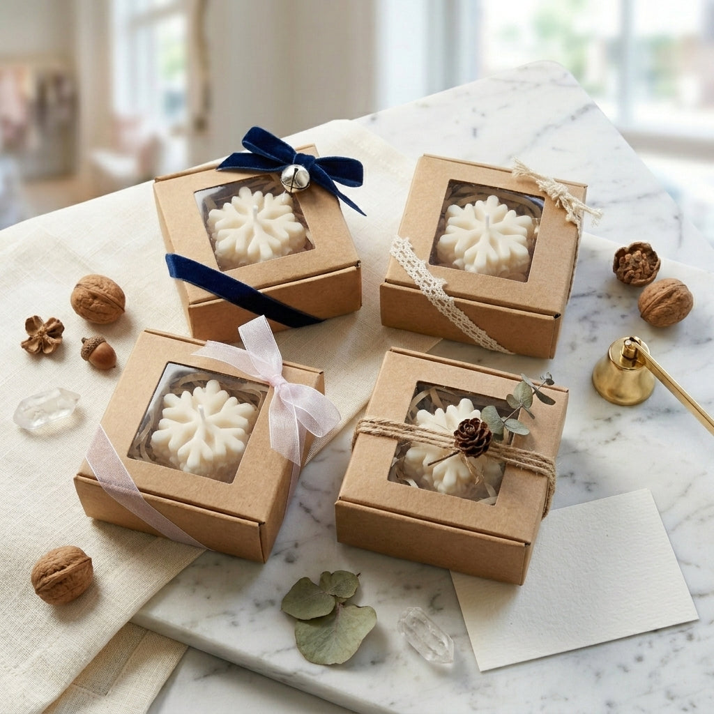 Floral Snowflake Geometric Artisan Candle Set