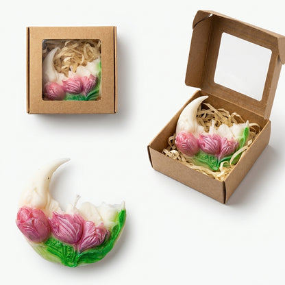 Celestial Moon & Floral Bloom Artisan Candle