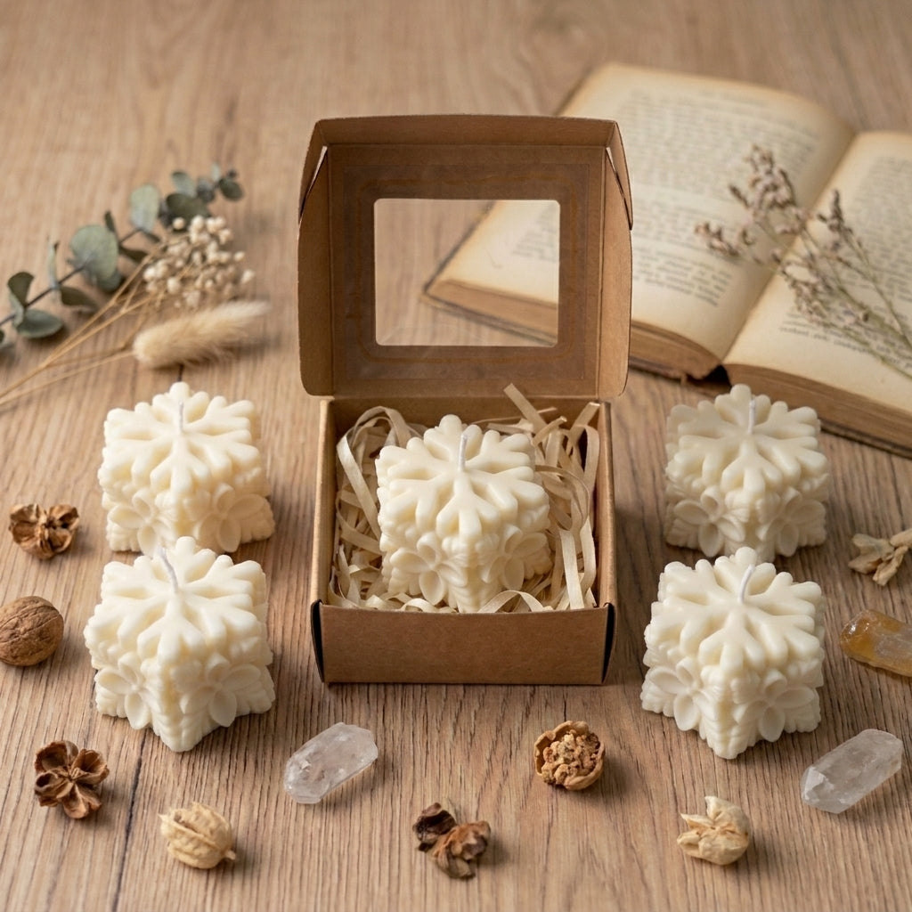 Floral Snowflake Geometric Artisan Candle Set