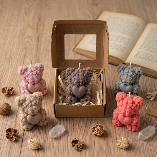 Artisan Rose-Textured Teddy Bear Love Candle