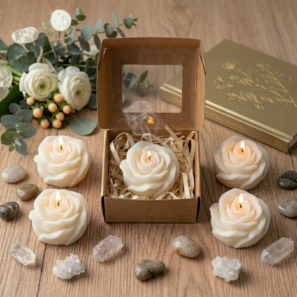 Ethereal Rose Bloom Artisan Candle Gift Set