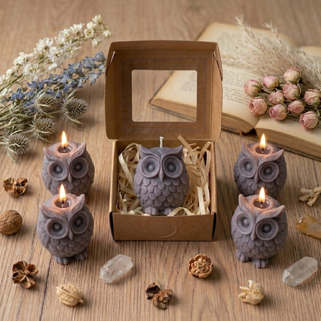 AETHEL Hand-Poured Amethyst Owl Artisan Candle