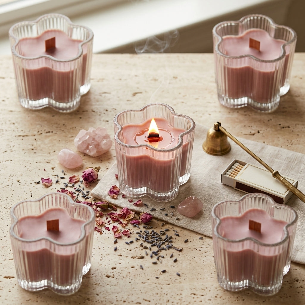 Artisan Two-Tone Flower Jar Soy Candle