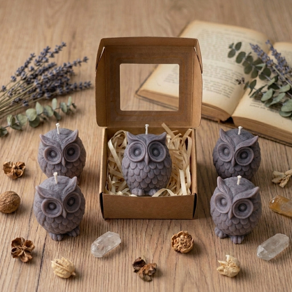 AETHEL Hand-Poured Amethyst Owl Artisan Candle
