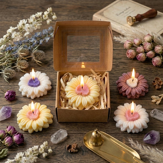Heart-Centered Daisy Artisan Candle Set