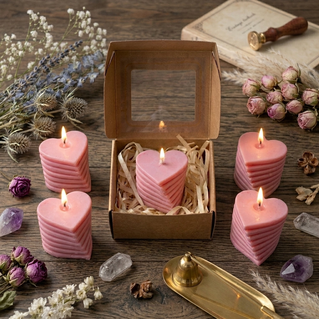 Stacked Heart Artisan Sculpted Candle