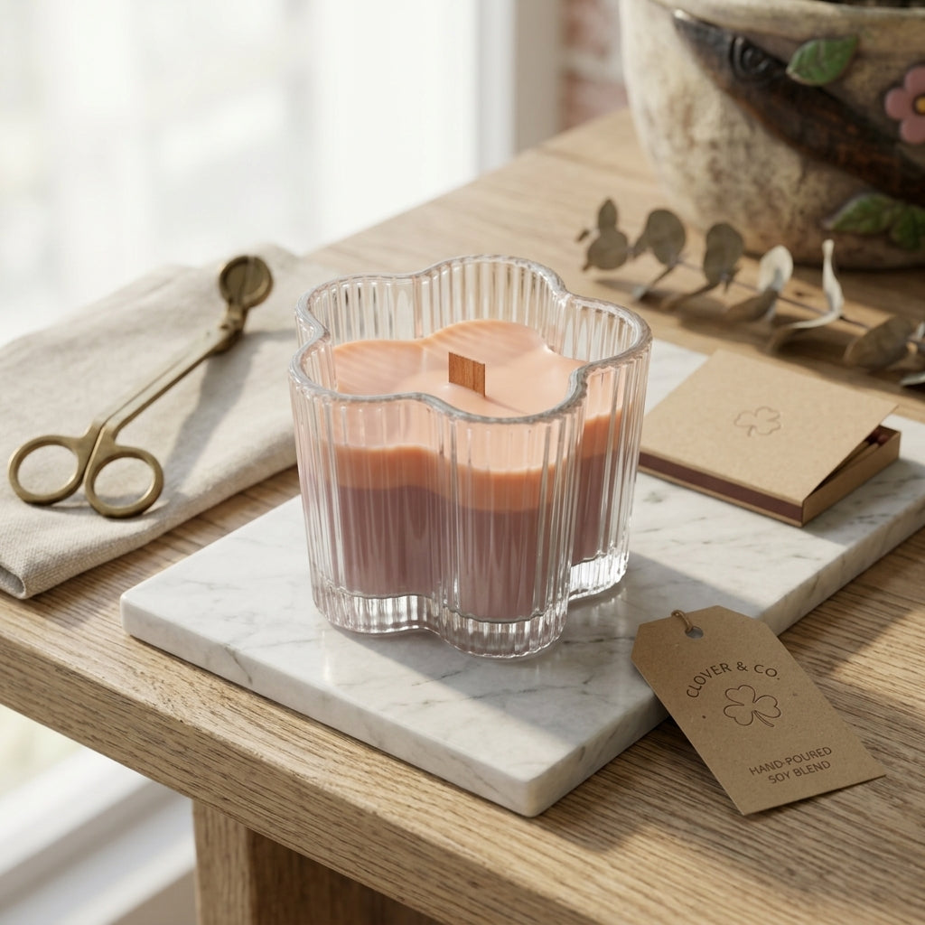 Artisan Two-Tone Flower Jar Soy Candle