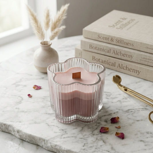 Artisan Two-Tone Flower Jar Soy Candle