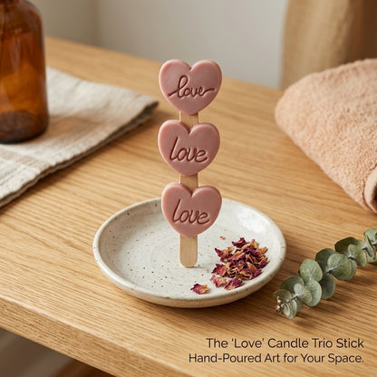 "Love" Heart Wax Melt Trio on Stirrer