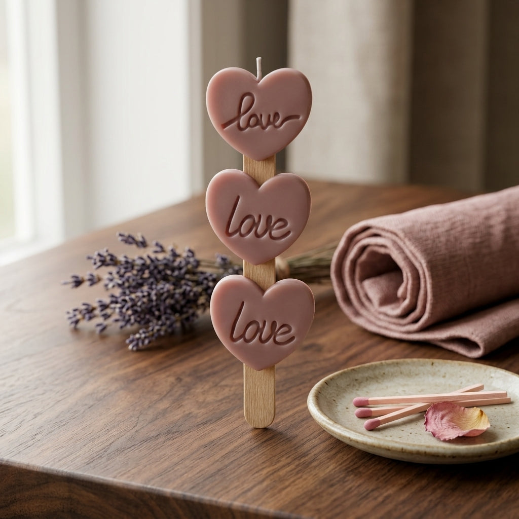 "Love" Heart Wax Melt Trio on Stirrer