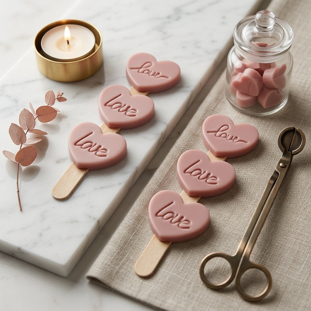 "Love" Heart Wax Melt Trio on Stirrer