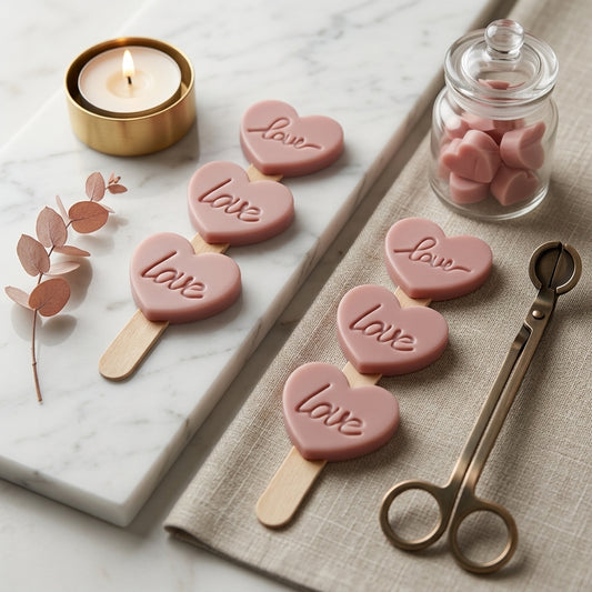 "Love" Heart Wax Melt Trio on Stirrer