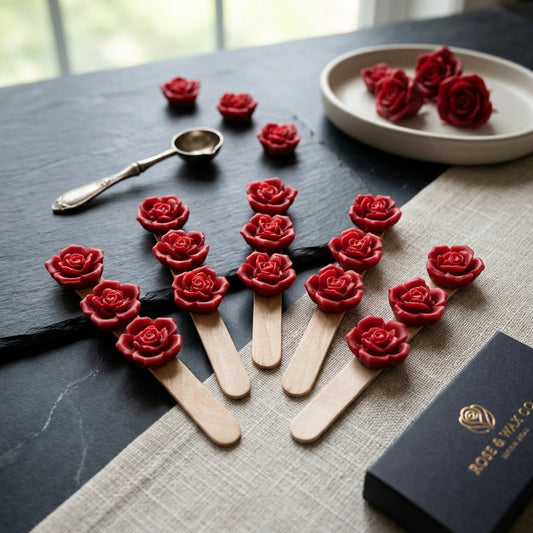 Artisan Rose Wax Melts on Wooden Stirrers