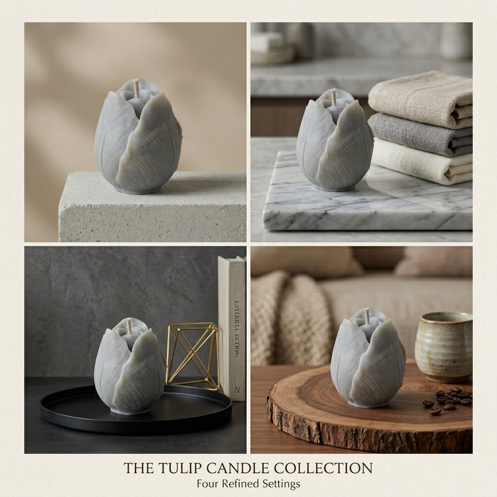 Signature Grey Tulip Sculpted Artisan Candle