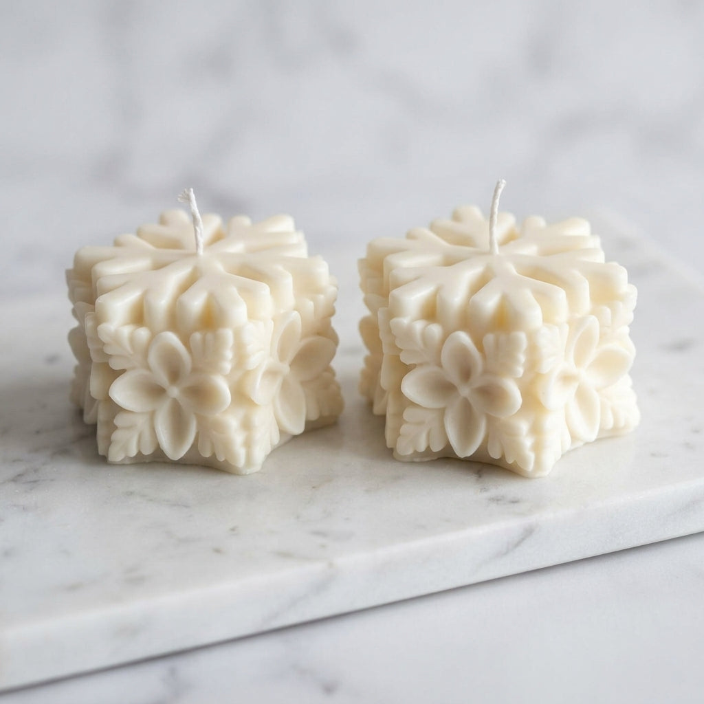 Floral Snowflake Geometric Artisan Candle Set