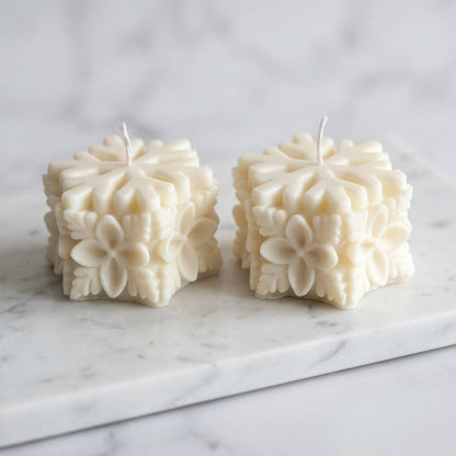Floral Snowflake Geometric Artisan Candle Set