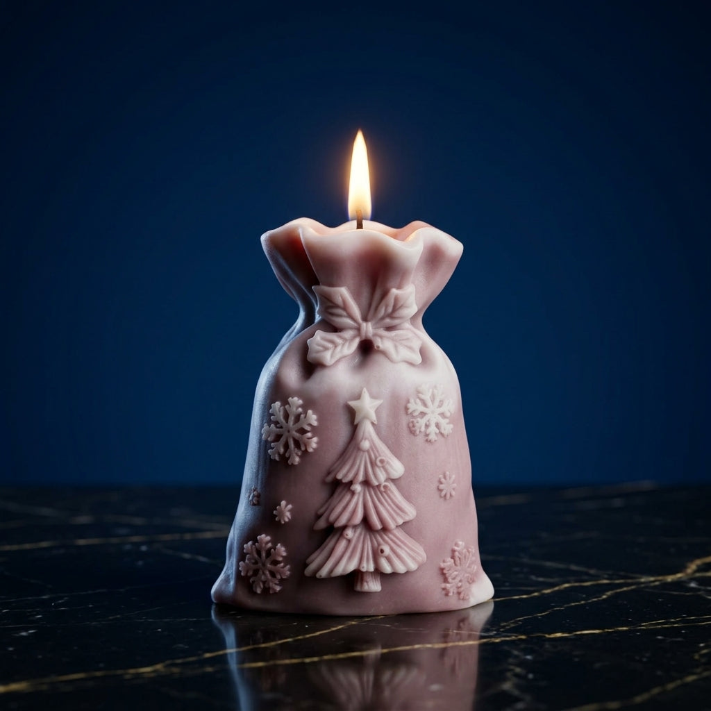 Festive Holiday Gift Bag Artisan Candle