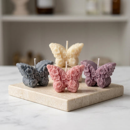 Floral Butterfly Artisan Sculpted Candle