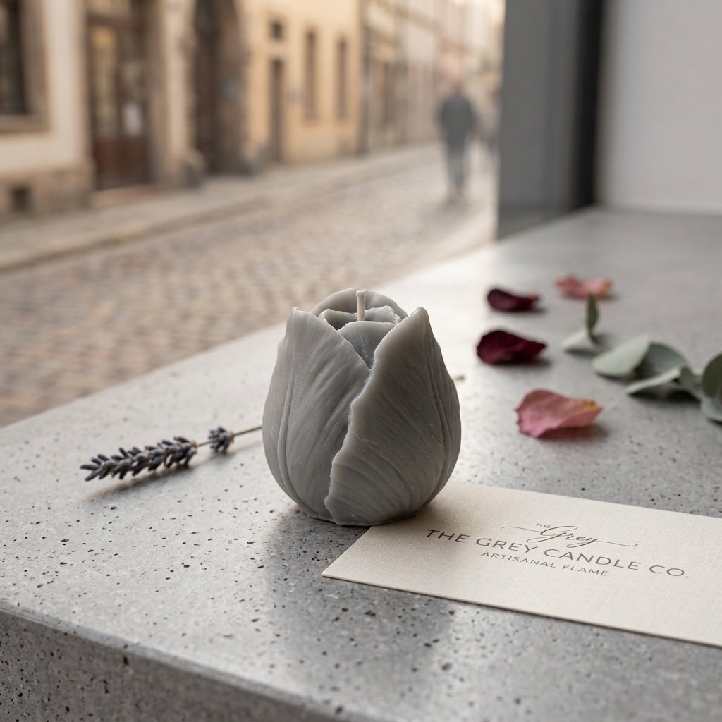 Signature Grey Tulip Sculpted Artisan Candle