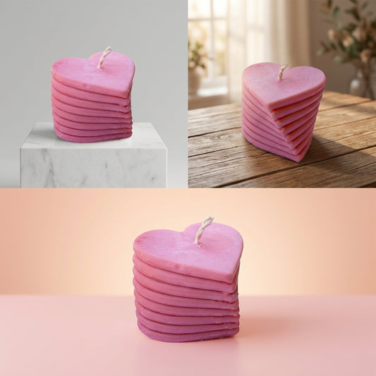 Stacked Heart Artisan Sculpted Candle